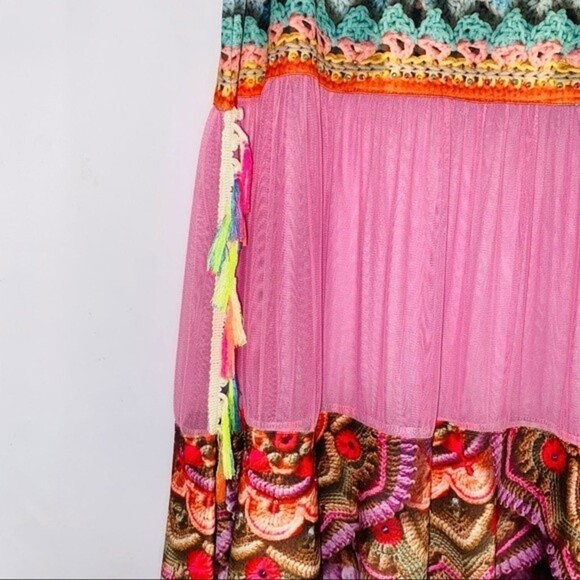 NWOT IPNG Boho Gypsy Whimsical Mixed Print Flowy Fairy Tale Maxi Skirt Size M/L - Picture 12 of 16